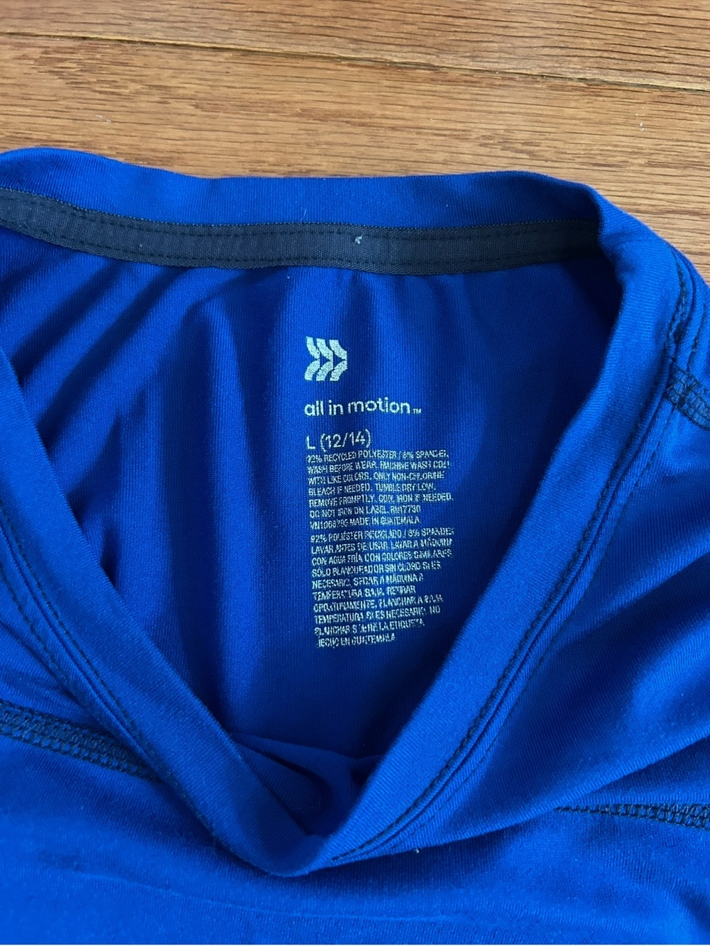 All In Motion Performance Athletic Shirt Youth Large Blue Moisture Wicking - Picture 4 of 5